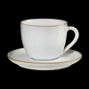 cappuccinotasse mit unterteller, sand