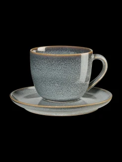 cappuccinotasse mit unterteller, denim