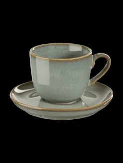 cappuccinotasse mit unterteller, eucalyptus