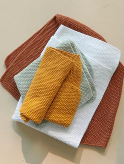 2er set baumwolltuch gestrickt, weiß