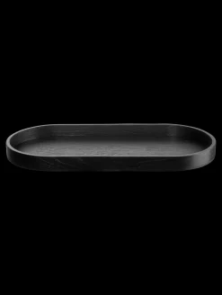 tablett, oval, schwarz, m